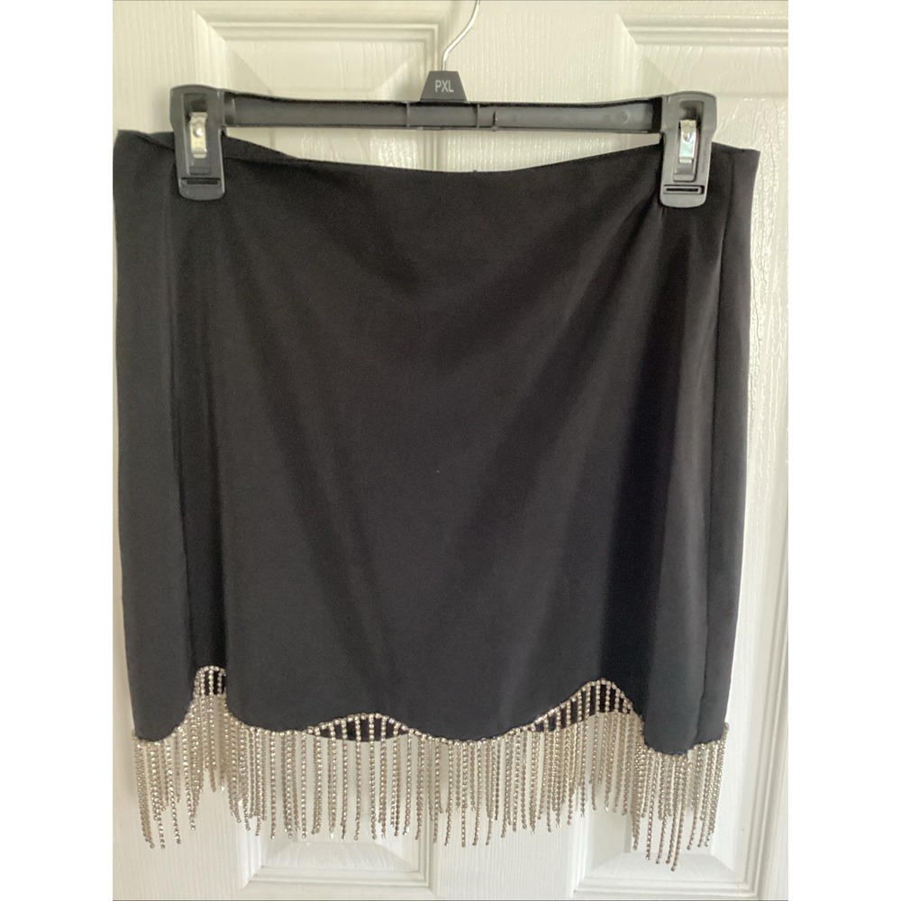 Pink Lily Womans Black Rhinestone Mini Skirt Size Med - Picture 1 of 8